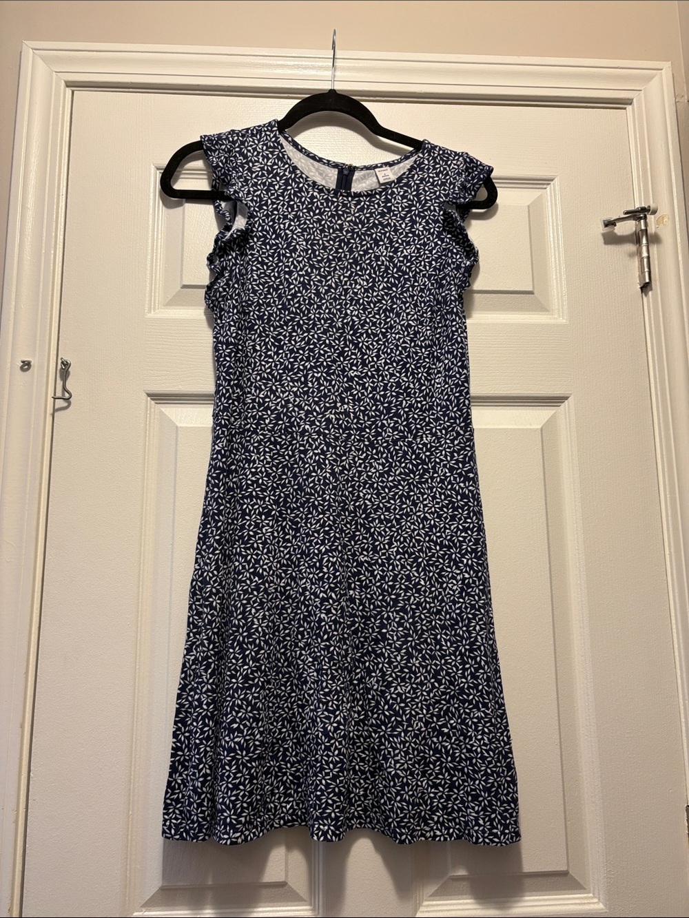 Old Navy Navy and White Floral Midi Dress with Ruffle Sleeves